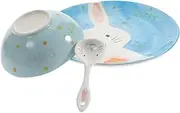 UTHCLO Rabbit Bowl and Plate Set Ceramic Dishware Boys and Girls Plates and Bowls Set Rabbit Pattern