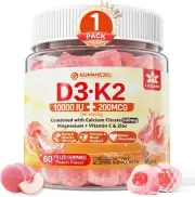 Sugar-Free Vitamin D3 K2 Filled Gummies 5000IU / 10,000 IU - ( 1 Pack)
