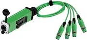 4 Channel 3-Pin Multi Network Snake Receiver to Single Ethercon Cable Box Extender-CAT5 Cable(D1003J-F-Green,2.9M)