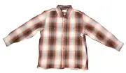 Old Navy Oversized Plaid Twill Shacket Red Button Front Jacket LS Cotton Mens XL