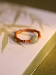 Female Jade Ring Walnut Bamboo Knot Ring Hanfu National Style Accessories