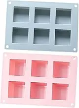 ULDIGI 2pcs 6 Square Soap Mold Silicone DIY Tool with Cavities for Cake Making Blue Pink for Crafting Unique Desserts Brownies Puddings Candles