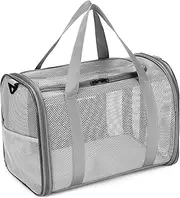 Portable Cat Carrier Dog Carrier, Lightweight Breathable Pet Carrier with Removable Pad, Puppy Travel Carrier Bag Airline Approved - Grey