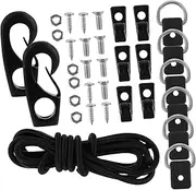 VANZACK 1 Set Kayak Bungee Cord Kit Dock Cord with Hooks Dock Mooring Line Rope Yacht Tie Rope Marine Elastic Rope Mooring Cord Dock Shocks Cord Paddle Fixed Buckle ，， Black