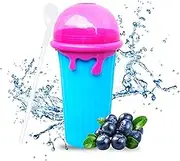 Color Land Slushy Cup (Large Capacity), TIK TOK Slushie Maker Frozen Magic Squeeze Ice Cream Maker Cup, Cool Stuff Trending Tiktok Items Homemade DIY Cool Gadgets with Lid & Straw (BLUE)