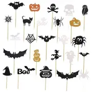 75 Pieces Halloween Cupcake Topper Picks Halloween Pumpkin Bat Spider Web