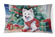 Japanese Spitz Cozy Christmas Throw Pillow