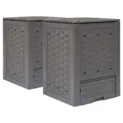 2 Pcs Outdoor Compost Bins 600L Garden Waste Composter Plastic Recycling Bin