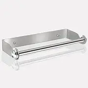 DDS-DUDES Kitchen Roll Holder Wall Mounted & Self Adhesive Stainless Steel Paper Towel Holder Dispenser Under Cabinet (Silver)