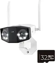 WiFi Camera 4K Dual Lens Outdoor Security Camera CCTV 8MP IP Cam Smart Detection Home Video Security Protection(Duo 2 WiFi ADD 32GB_PAL)