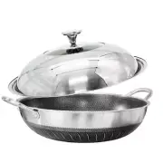 Double Ear 304 Stainless Steel 40Cm Non Stick Stir Fry Cooking Kitchen Wok Pan W