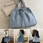 Drawstring Canvas Bag Portable Trendy Messenger Bag New Leisure Tote Bags