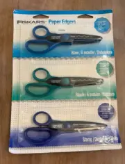NEW Set 3 Fiskars Photo Scrapbook Paper Edgers Scissors Wave Ripple Stamp