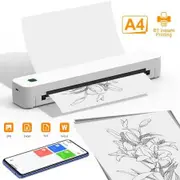 Portable Wireless Thermal Paper Printer,Tattoo Transfer Stencil Printer With 10pcs Thermal paper,Compatible with Smartphone PC Color White
