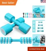 Compact Aqua Blue Adjustable Dumbbells - Set of 2 for Effective Training