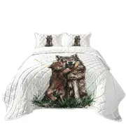 Cute Art Painting Momma Wolf and her Pup Coverlet