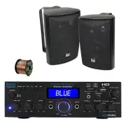 Pyle PDA9HBU 2-Channel Home Audio Bluetooth Receiver, 2x 4" 200W Speakers, Wire