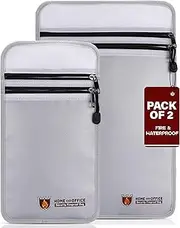 [Generic] Ultimate Protection 2-Pack Fireproof & Waterproof Document Bags - Secure Storage for Jewellry, Cash, Important Papers - Large & Small Size, Ideal for Safeguarding Precious Memories