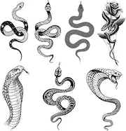 Tazimi Snake Temporary Tattoos,6 Sheets Black Snake Tattoos For Women Men, Body Art Decorations Black Fake Tattoos Stickers.