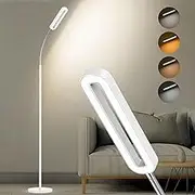 Amdelne 12W Floor Lamp LED White, 1200lm Dimmable Living Room with 6 Scene Modes, 3000K-6000K Reading Lamp Floor Lamp with Remote Control and Touch Control, Gooseneck Floor Lamp for
