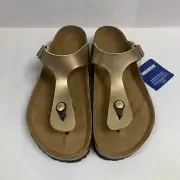 Birkenstock New w/ Box Gizeh Gold Birko Flor Narrow Width - Select Size