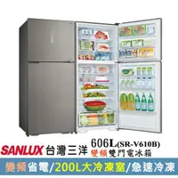 在飛比找momo購物網優惠-【SANLUX 台灣三洋】◆606公升一級能效變頻雙門冰箱(