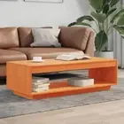 coffee table solid wood storage shelf wax brown 110x50x33.5 cm rustic 4135