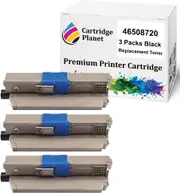 3 Pack Black Compatible Toner Cartridge for OKI 46508720 (3,500 Pages) for OKI C332 C332dn MC363 MC363dn MC363dnw