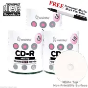 300-Pack SmartBuy CD-R 52X 700MB White Top Record Disc + Black Permanent Marker