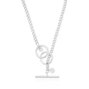 Zamel's Sterling Silver 40 cm Cubic Zirconia Double Circle T-bar Necklace