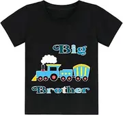 [CM-Kid] Big Brother Shirt for Toddler Boys Promoted to Big Bro Monster Truck Train Tshirt Tops for Boys 2-7T