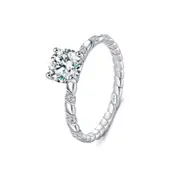 Sterling Silver 1.00ct Solitaire Moissanite Ring with Rope Twist Band