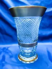 Czech bohemia crystal glass - Cut crystal vase 21cm/8" decorated gold