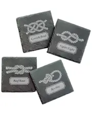 Susquehanna Glass Set of 4 Nautical Knots Square Slate Coasters
