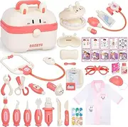 Gifts2U Doctor Kit for Kids, 39 Pieces Medical Dentist Educational Toys with Rabbit Carry Case, Pretend Play Doctor Costume Playset for Toddler Boys Girls Ages 3-5