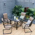 NNECW Outdoor Fire Pit Dining Table with Mesh Cover for Poolside