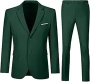 [S-Show] Men's Slim Fit 2 Piece Suit Set,Two Button Blazer Jacket Vest Pants Tuxedo Set for Prom Wedding and Business