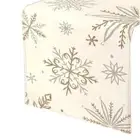 Winter Table Runner Tablecloth with Snowflake Pattern in White and Gold