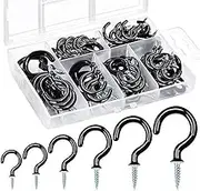Vinyl Coated Cup Hooks 70 Pieces Screw-in Ceiling Hooks Screw Hooks Mug Hooks Hangers Assortment Kit in 6 Size for Hanging Plants, Mugs, Wall Hangers for Home and Office Use