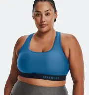 1X-3X NWT Women's Under Armour Blue Crossback Compression Mid Impact Sports Bra
