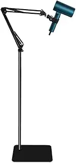 Floor-Standing Hair Dryer Stand, Vertical Hands-Free Stainless Steel Stand, 360° Rotation Adjustment, Suitable for Home and Salon