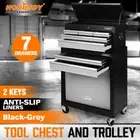 HORUSDY 7 Drawer Tool Box Trolley Cabinet Storage Cart Garage Toolbox Organiser