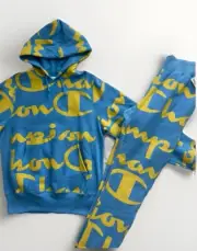 Champions Reverse Weave All Over Logo Hoodie & Pants Track Suit Mens Small