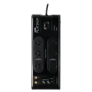 Crest Platinum Power Board 6-Socket/2-USB Surge Coax & Data Extension Black