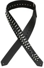 Levy's PM28-2B Genuine Leather Guitar Strap - Black