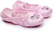 [COLLBATH] Shoes for Kids Satin Ballet Shoes Sequins Comfortable Fit for Yoga Jazz Size 31