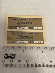 2 Vintage Custom Built Seneca genuine Fiber Glass Decals Fishing