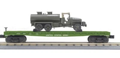 MTH Trains 30-70104C RailKing US Army Flat Car With 6x6 Tank Truck Road No 4294