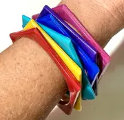 Rainbow Vintage 80s bangle bracelet Bracelets Lot Jewelry Geometric NOS pride