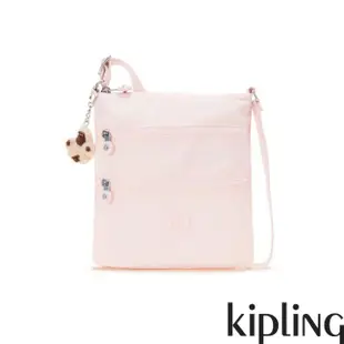 【KIPLING官方旗艦館】優雅輕柔粉前袋雙拉鍊方型側背包-KEIKO